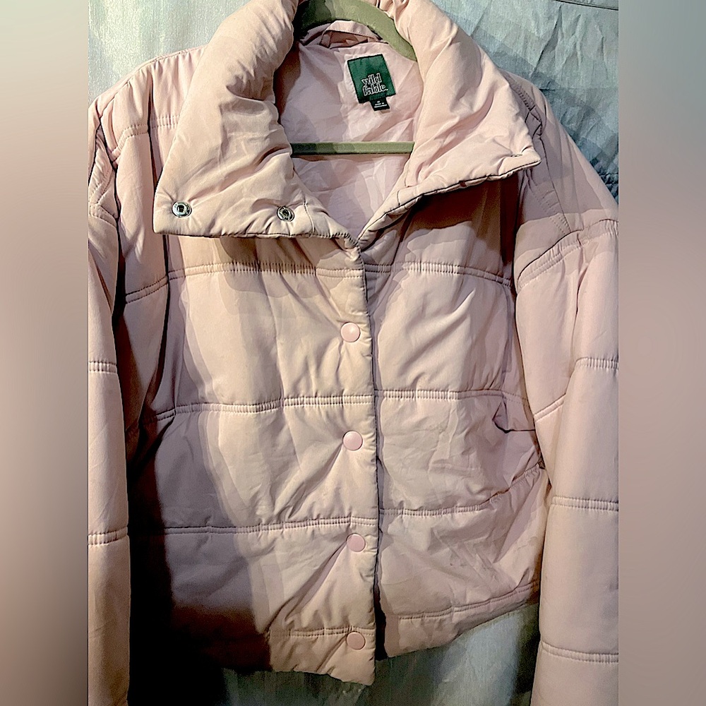 Cloud-Soft Baby Pink Women’s Puffer Jacket by Wild Fable. Size M/L. Overstuffed.